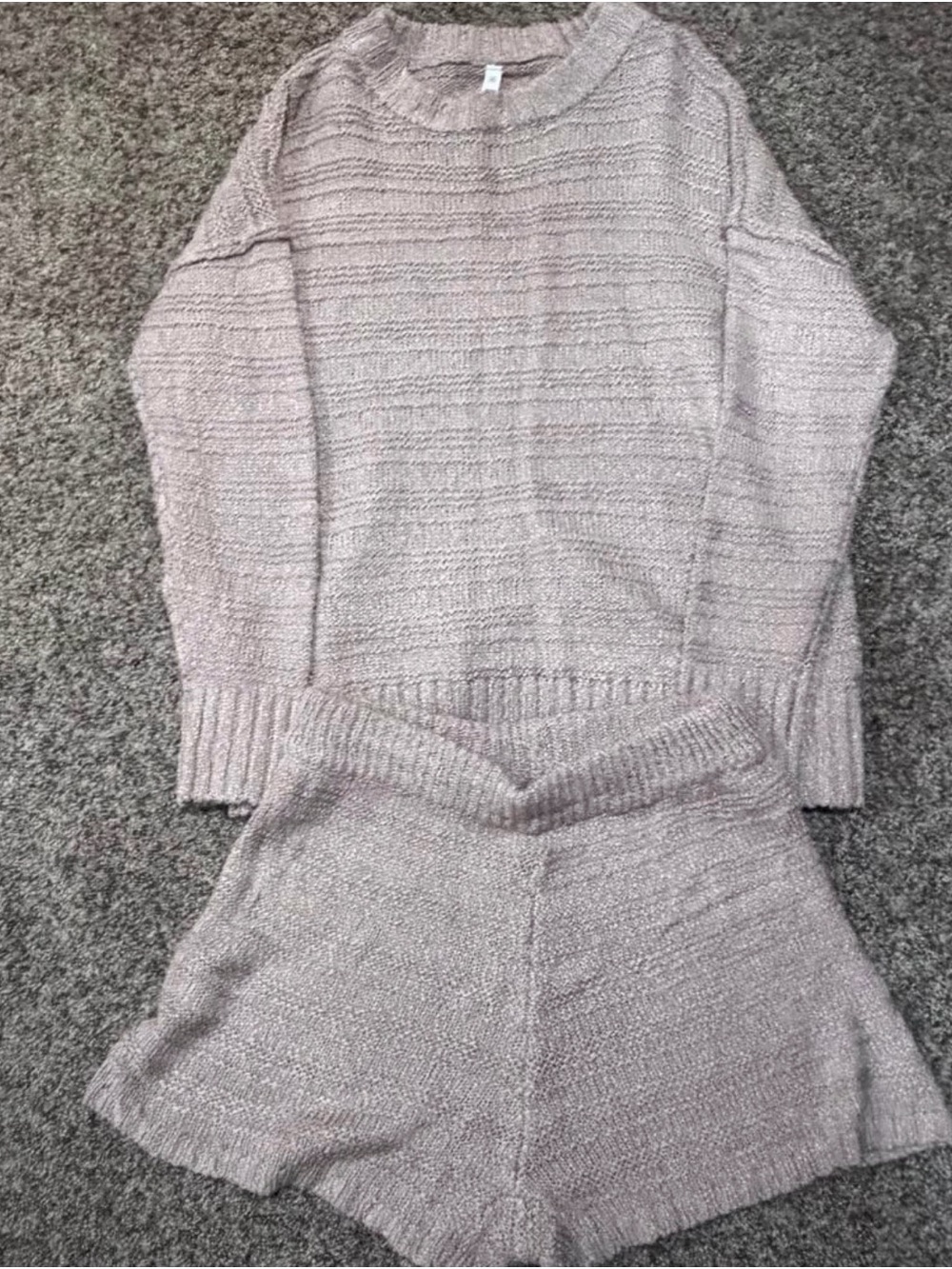 Cozy Knit Women's Sweater Short set  in Light Mauve